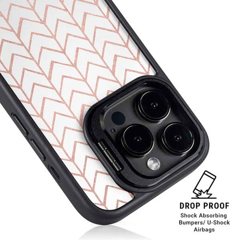 Rose Gold Herringbone iPhone 16 Pro Kickstand Case